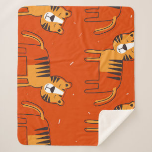 Farbenfrohe Tigers Hand Drawn Decke Sherpadecke