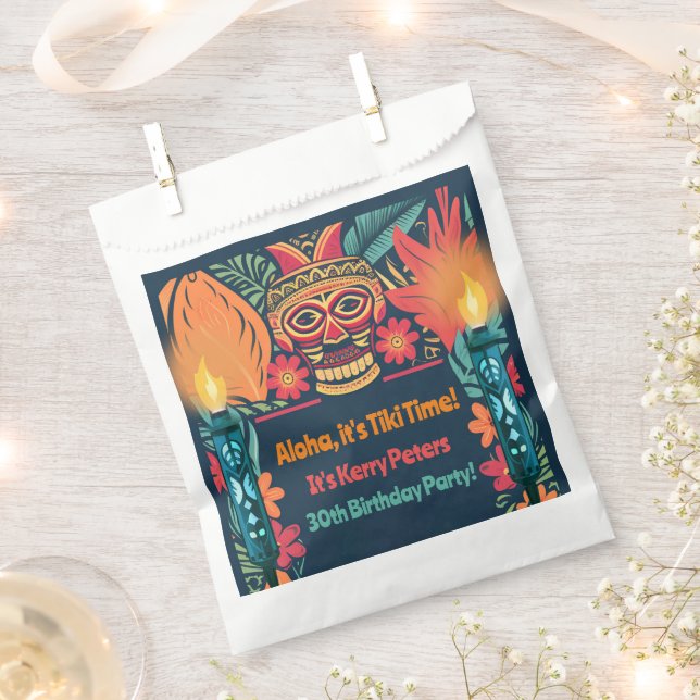 Farbenfrohe Tiki Luau Skull Backyard Birthday Part Geschenktütchen (Ausgeschnitten)
