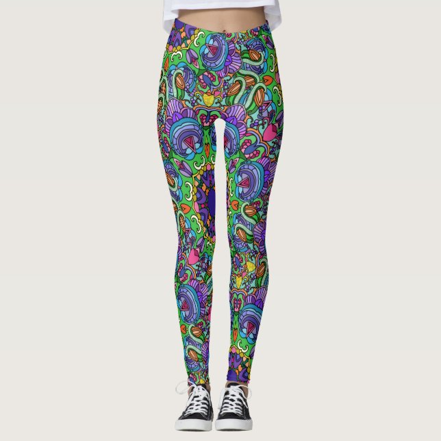 Farbenfrohe Tintenkunst für Ihre Beine! Leggings (Vorderseite)