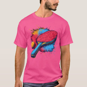 Farbenfrohe Tischtennis Racket Künstlerische Tafel T-Shirt