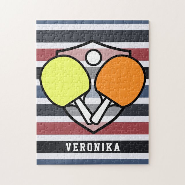 Farbenfrohe Tischtennis-Rackets & Kinder Name Puzzle (Vertikal)