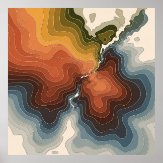 Farbenfrohe topographische Karte Drucken Poster