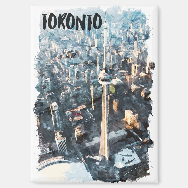 Farbenfrohe Toronto City Silhouette Magnet (Vorderseite)