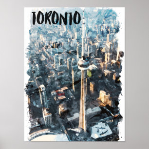 Farbenfrohe Toronto City Silhouette Poster