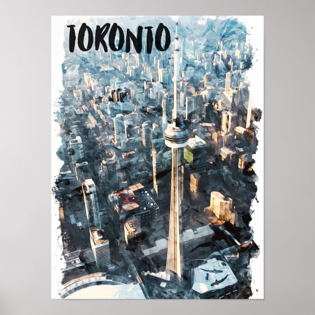 Farbenfrohe Toronto City Silhouette Poster (Vorne)