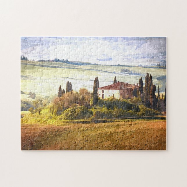 Farbenfrohe Toskana Landschaftliche Landschaft Puzzle (Horizontal)
