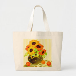 Farbenfrohe Tote Tasche mit Sonnenblumen (2-seitig