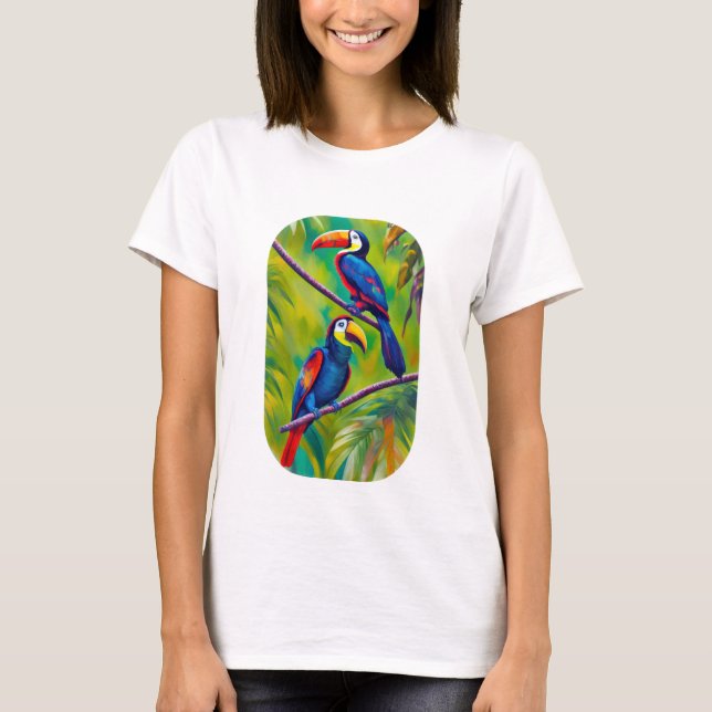 Farbenfrohe Toucan Bird Art T-Shirt (Vorderseite)