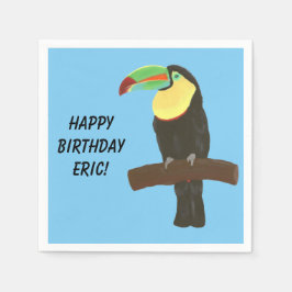 Farbenfrohe Toucan Bird Happy zum Geburtstag Napki Serviette