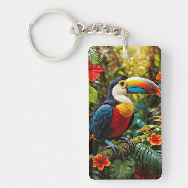 Farbenfrohe Toucan Bird Schlüsselanhänger (Vorderseite)