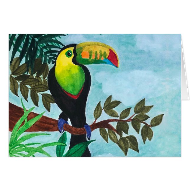 Farbenfrohe Toucan Tropenwaldkarte (Vorderseite (Horizontal))