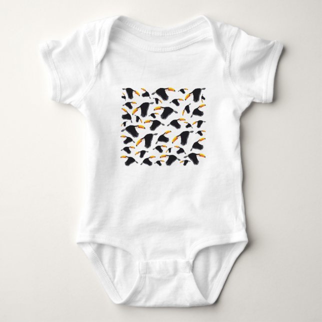 Farbenfrohe Toucan Tropical Bird Muster Baby Strampler (Vorderseite)