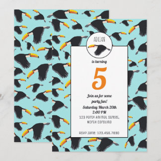 Farbenfrohe Toucan Tropical Bird Muster Geburtstag Einladung