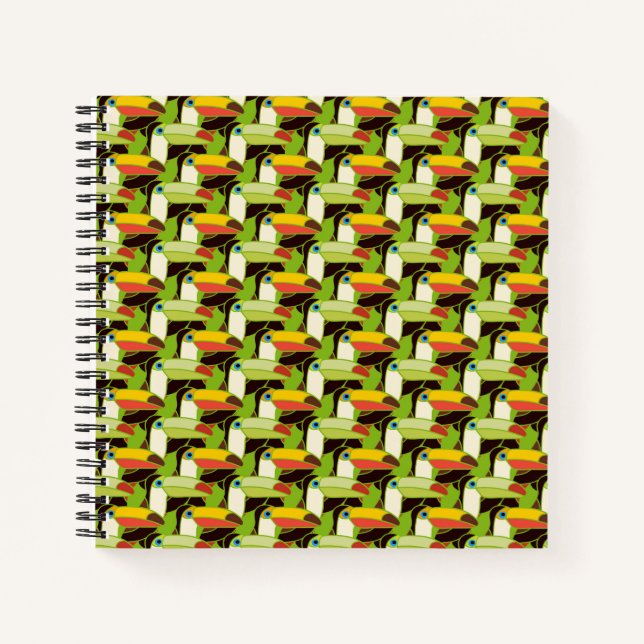 Farbenfrohe Toucans Notizbuch (Vorderseite)