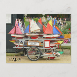 Farbenfrohe Toy Sailboote Luxembourg Gärten Paris Postkarte