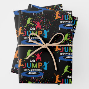 Farbenfrohe Trampolin Park Jump Kindergeburtstag P Geschenkpapier Set