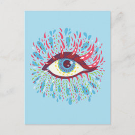 Farbenfrohe Tränen Merkwürdig blaues psychedelisch Postkarte