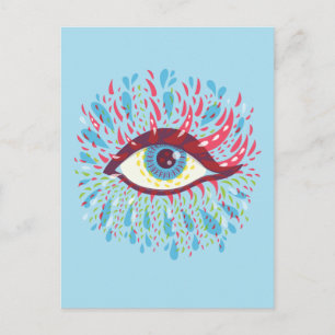 Farbenfrohe Tränen Merkwürdig blaues psychedelisch Postkarte