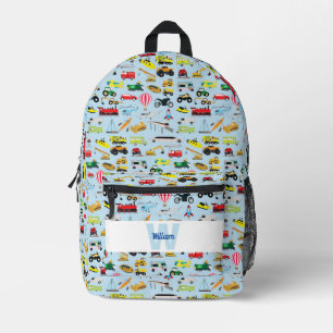 Farbenfrohe Transportmittel & Fahrzeuge Kindermust Bedruckter Rucksack
