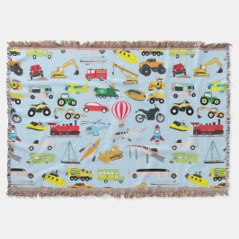 Farbenfrohe Transportmittel & Fahrzeuge Kindermust Decke