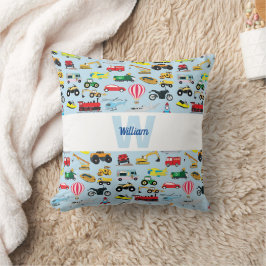 Farbenfrohe Transportmittel & Fahrzeuge Kindermust Kissen