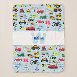 Farbenfrohe Transportmittel & Fahrzeuge Kindermust Sherpadecke