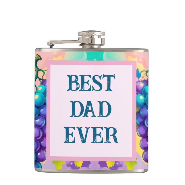 Farbenfrohe Trauben mit bester Vater für immer Flachmann (Vorderseite)