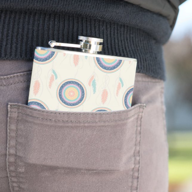 Farbenfrohe Träume Catcher Mandala Flachmann (Beispiel)