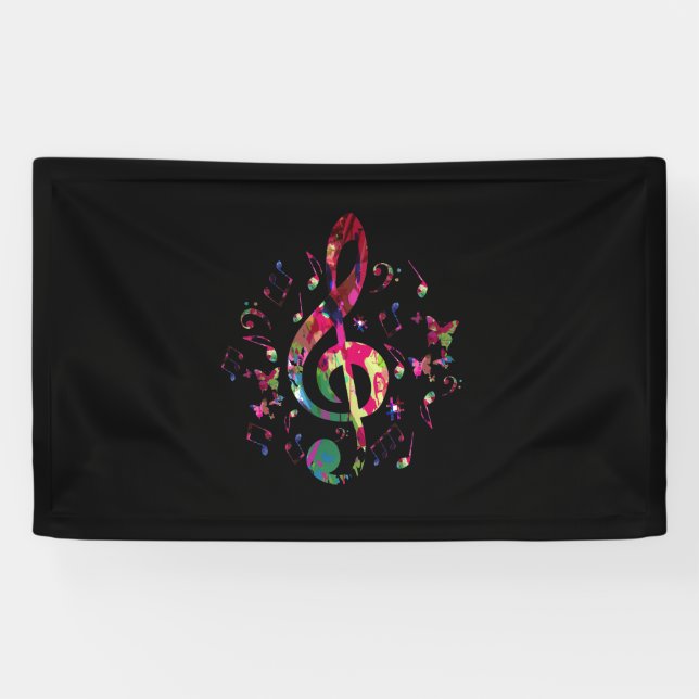 Farbenfrohe Treble Cleve Musik Banner (Horizontal)