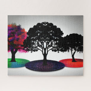 Farbenfrohe Tree Trio Herbstliche Blätter Puzzle
