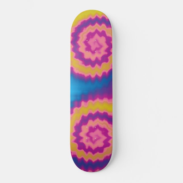 Farbenfrohe, trendige Retro-gefärbte Krawatte Skateboard (Vorderseite)
