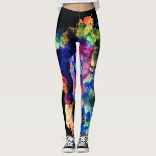 Farbenfrohe trendy Abstrakte Wasserfarbe Spritzer Leggings