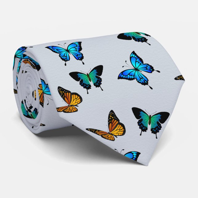 Farbenfrohe trendy Monarch Butterfly-Muster Krawatte (Gerollt)