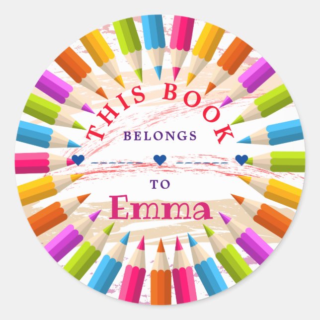 Farbenfrohe, trendy Personalisierte Pencies Buchze Runder Aufkleber (Vorderseite)