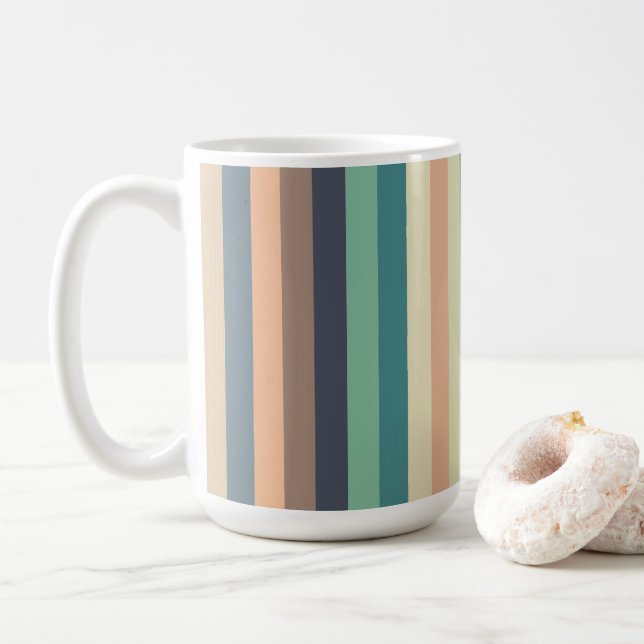 Farbenfrohe trendy Streifen Kaffeetasse (Mit Donut)