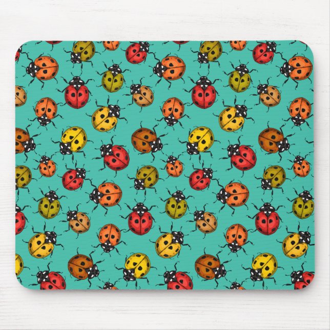 Farbenfrohe Treppenbuchten auf türkis Mousepad (Vorne)