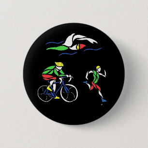 Farbenfrohe Triathlon Design Pinback Taste Button