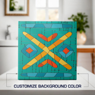 Farbenfrohe Tribal Mosaik Kunst Fliese