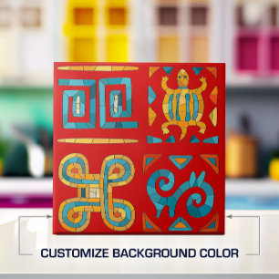 Farbenfrohe Tribal Mosaik Kunst Fliese