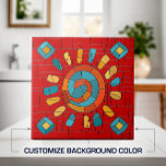 Farbenfrohe Tribal Mosaik Sun Fliese<br><div class="desc">Farbenfrohe Tribal Mosaik Sonne. Passen Sie die Hintergrundfarbe an,  um Ihre Dekoration zu gestalten.</div>
