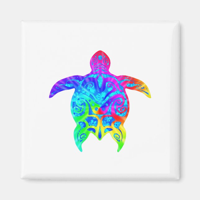 Farbenfrohe Tribal Turtle Magnet (Vorne)