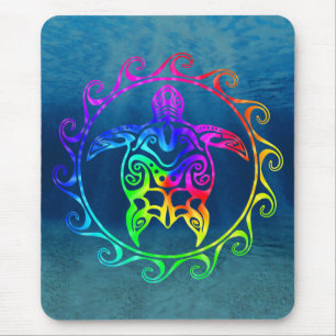 Farbenfrohe Tribal Turtle Mousepad