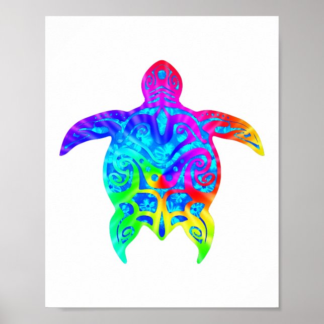 Farbenfrohe Tribal Turtle Poster (Vorne)