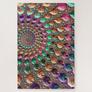 Farbenfrohe Trippy Groovy Fraktal Puzzle