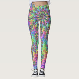 Farbenfrohe Trippy-Vibrany Groovy Fraktal Burst Leggings