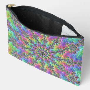 Farbenfrohe Trippy-Vibrany Groovy Fraktal Burst Zubehörtasche