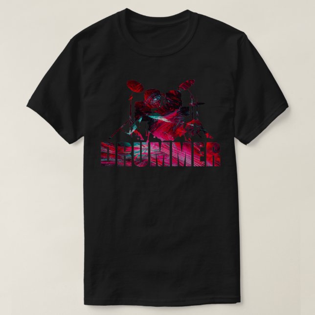Farbenfrohe Trommler abstrakt rot  T-Shirt (Design vorne)