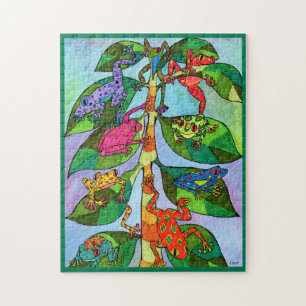 Farbenfrohe Tropenbäume Frösteln Folk Art Jigsaw P Puzzle