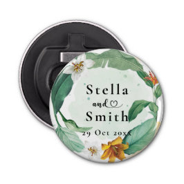 Farbenfrohe Tropenblumenhochzeit Flaschenöffner