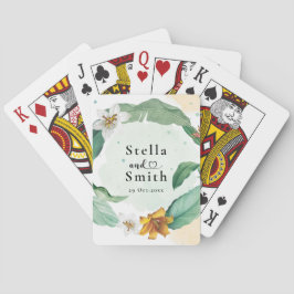Farbenfrohe Tropenblumenhochzeit Spielkarten
